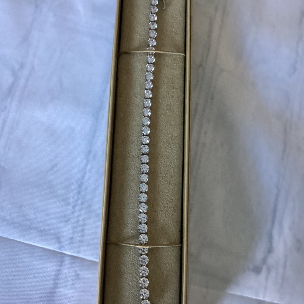 Cubic Zirconia Rhodium Over Brass Tennis Bracelet - Picture 6 of 7